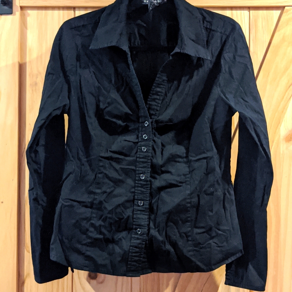Rampage Longsleeve Black Button Down Blouse